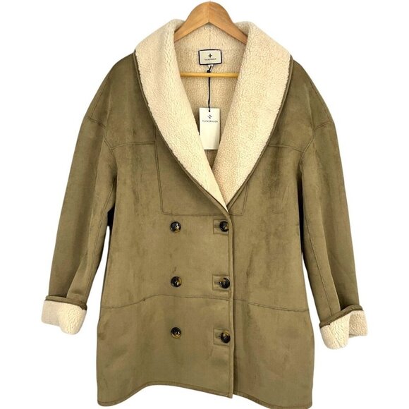 NWT Tuckernuck French Gray Suede Thayer Coat Size M Faux Sherpa Collar - Picture 1 of 11
